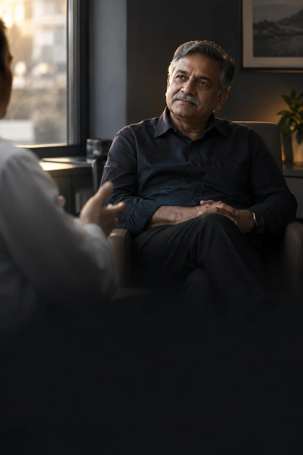 A patient in a calm consultation at a clinic