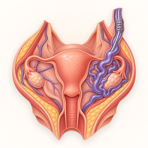 Ovarian Vein Embolization for Pelvic Congestion Syndrome illustration